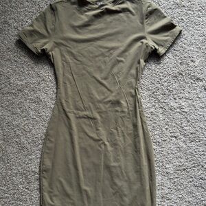 Skims Fits Everbody Tshirt Mini Dress in Khaki